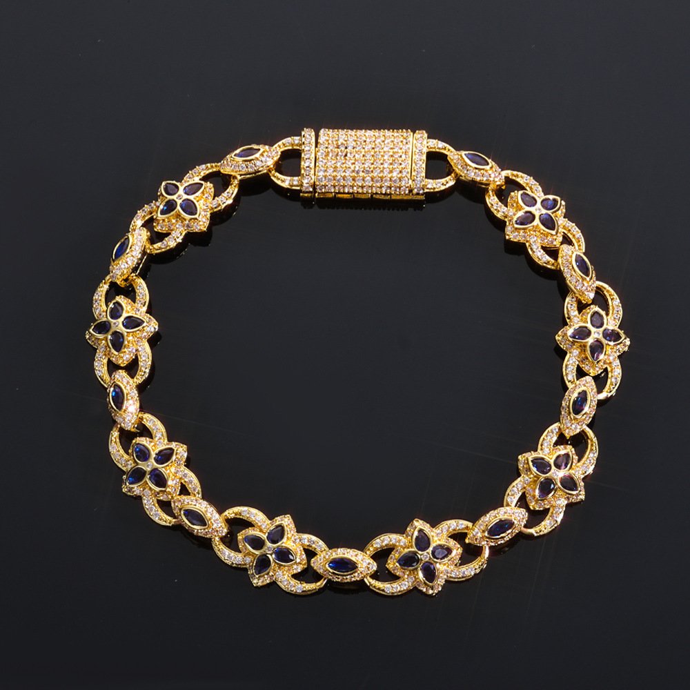 Hip-hop Full-diamond Bracelet Trendy Jewelry With Colorful Gemstones - Image 6