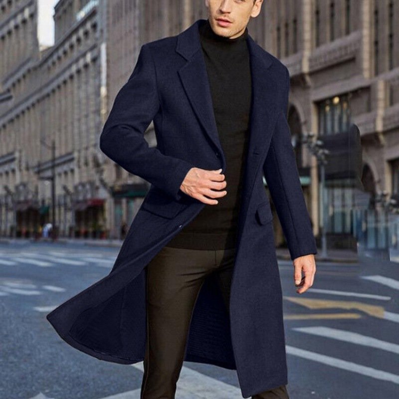 Men's Long Trench Coat Woolen Coat - Image 5