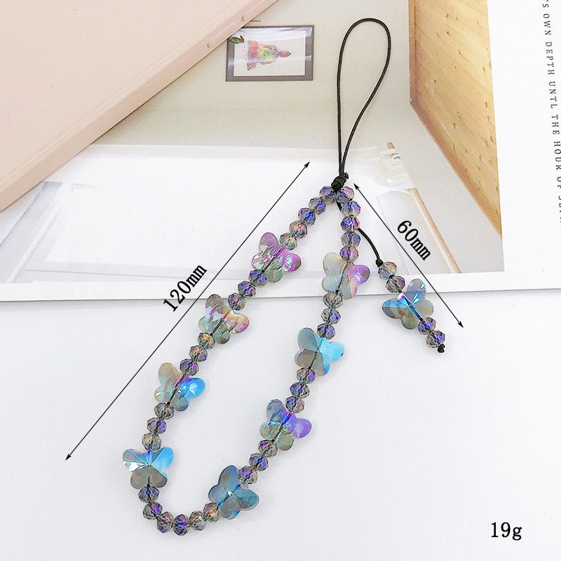 DIY Beaded Stone Gem Butterfly Mobile Phone Chain - Image 2