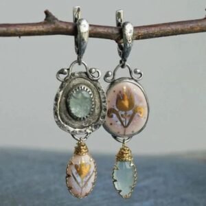 Diamond-encrusted Earrings Featuring Colorful Gemstones