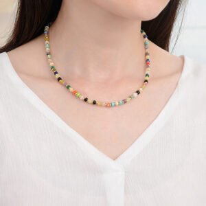 European And American Multi Gem Turquoise Shoushan Stone Necklace