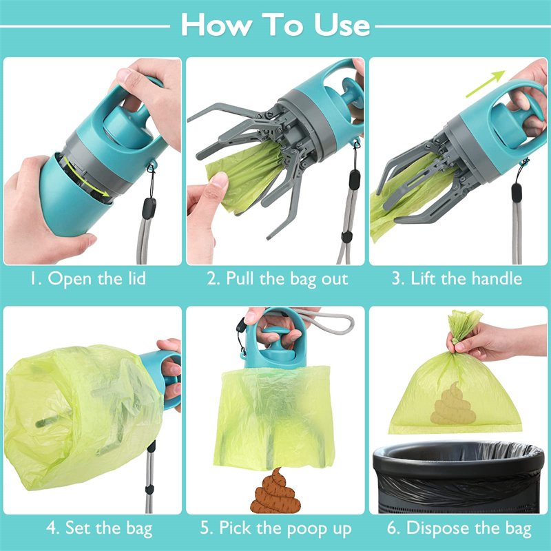 Portable Lightweight Dog Pooper Scooper With Built-in Poop Bag Dispenser Eight-claw Shovel For Pet Toilet Picker Pet Products - Image 7