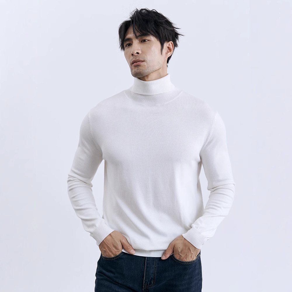 Turn-down Turtleneck Core-spun Knit Sweater For Men Rugged Style