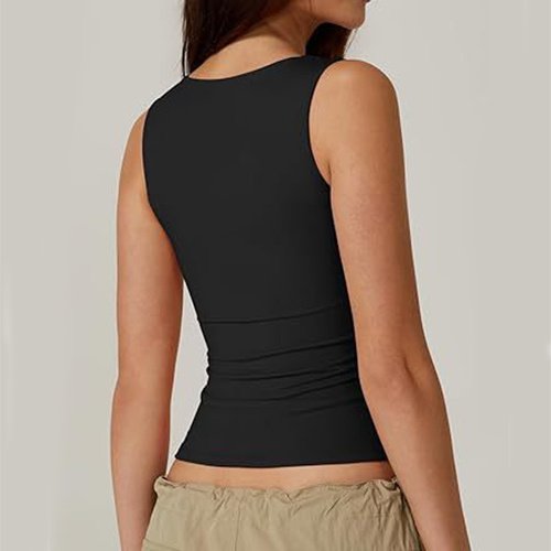 Summer Square-neck Tank Vest Ins Fashion Slim Solid Sleeveless Tops For Women Clothing - Image 2