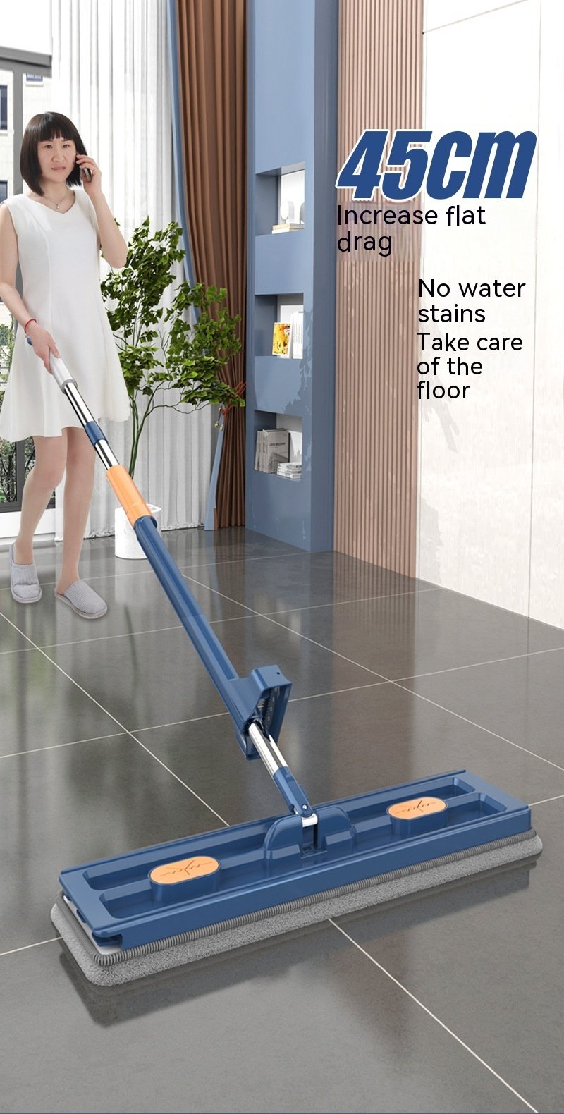 New Style Large Flat Mop 360 Rotating Mop Suitable Various Types Flooring Strong Water Absorption For Home Cleaning Floors - Image 8