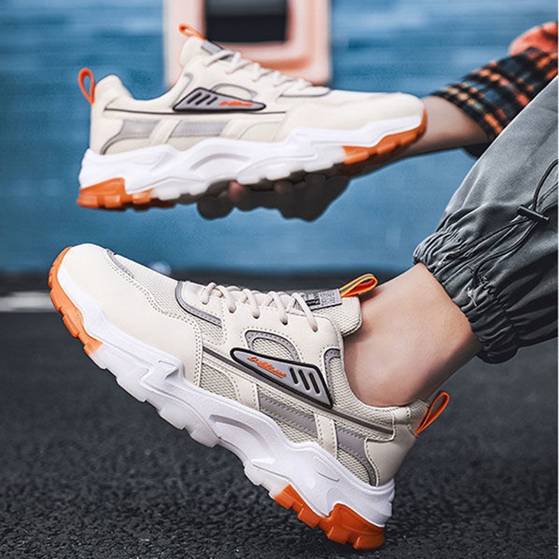 Black White Lace-up Sneakers Men Outdoor Breathable Csual Mesh Shoes Lightweight Running Sports Shoes - Image 2