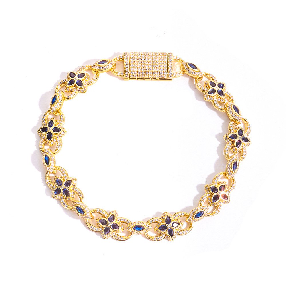 Hip-hop Full-diamond Bracelet Trendy Jewelry With Colorful Gemstones - Image 5