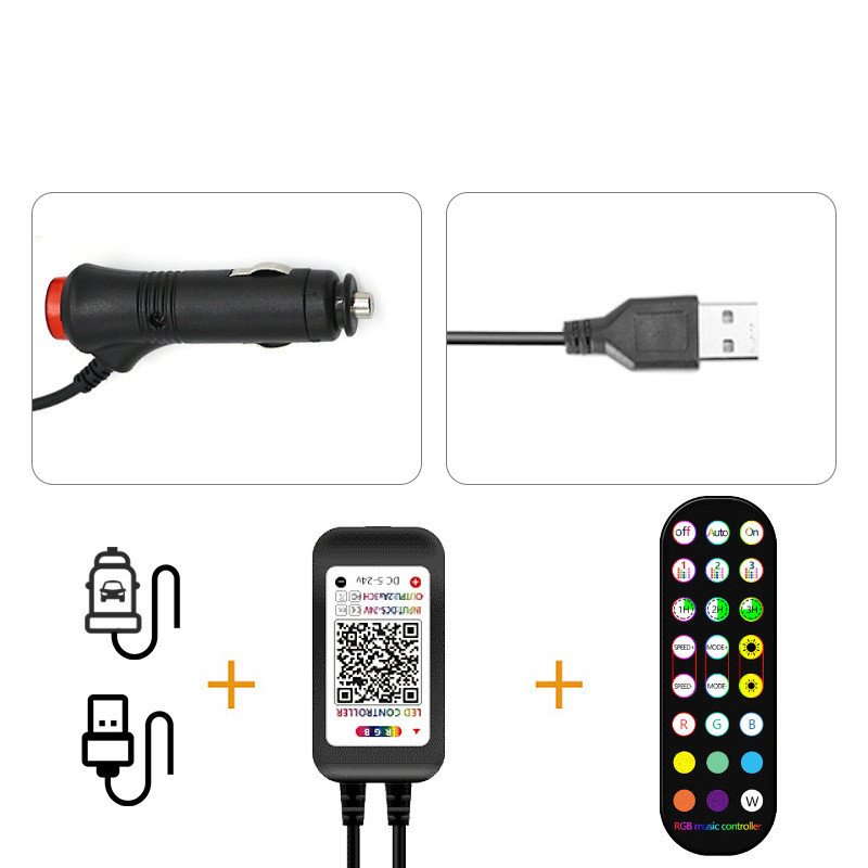 Styling Decorative Lamp LED Car Interior Light Waterproof Ambient Lamp Of Wireless Remote Music Control Car RGB Strip Lights - Image 2