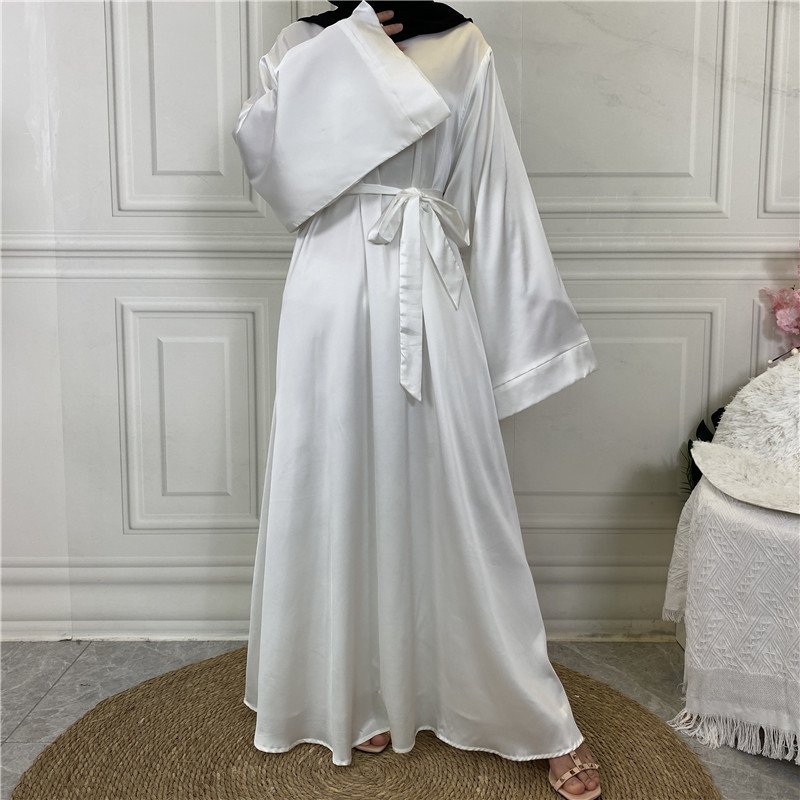 Middle East Dubai Hot Sale Lace Up Satin Muslim Dress - Image 7