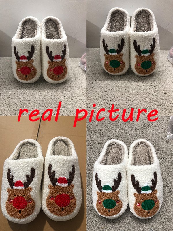 Christmas Shoes Winter Home Slippers Elk Soft Cozy Bedroom Slipper Slip On House Shoes - Image 10