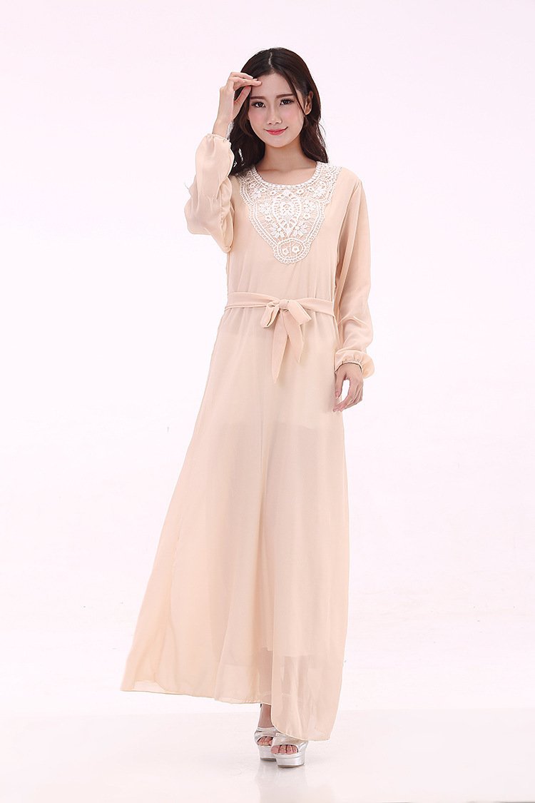 Muslim Robe Arab Hui Ethnic Women Chiffon Plus Size Women's Long-sleeved Dress - Image 6