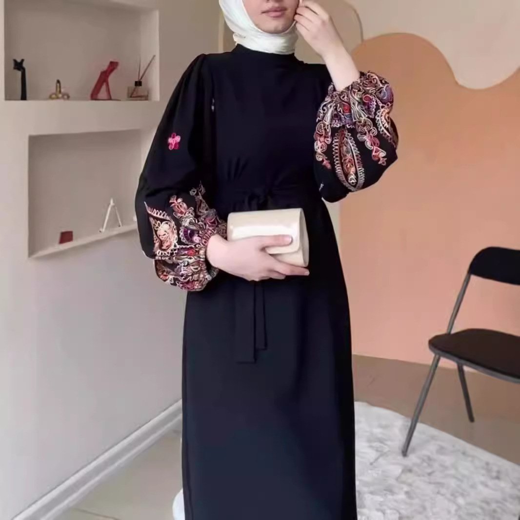 Temperament Printed Loose Long Muslim Gown Dress - Image 4
