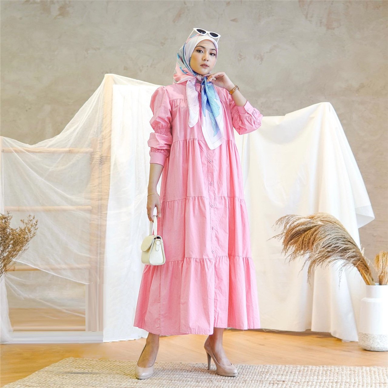 Malay Indonesian Cotton Muslim Patchwork Dress - Image 5