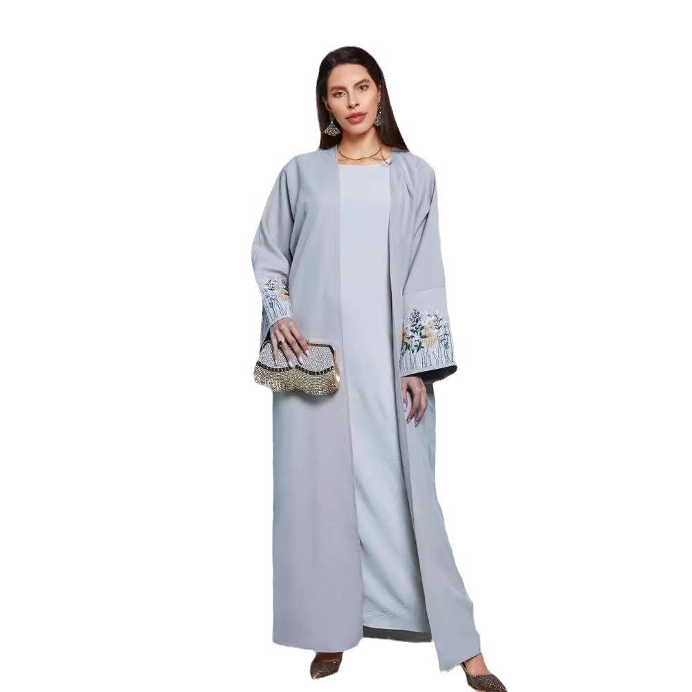 Middle East Muslim Clothing Robe Embroidered Cardigan Dress - Image 4