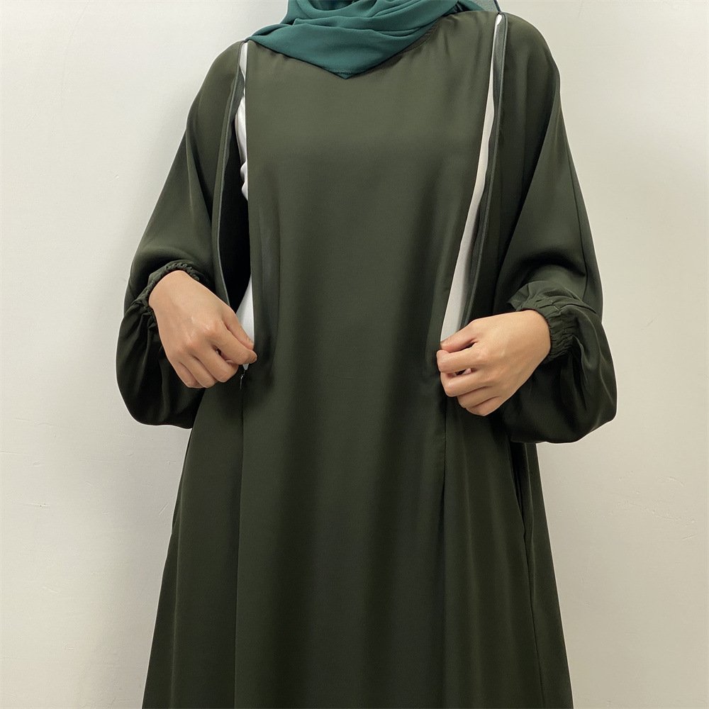 Fashion Nursing Clothes Muslim Long Sleeve Slim Fit Dress - Image 3