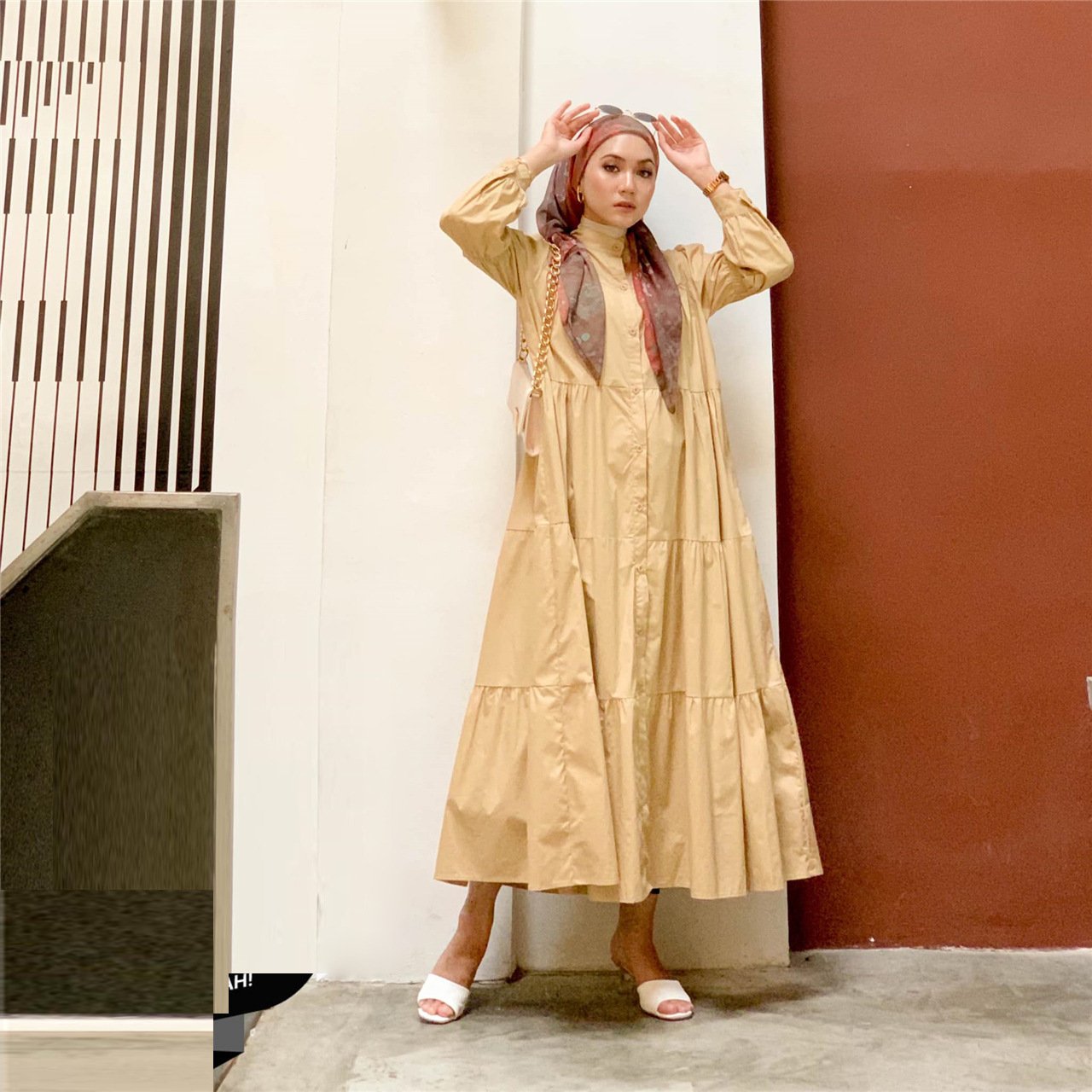 Malay Indonesian Cotton Muslim Patchwork Dress - Image 9