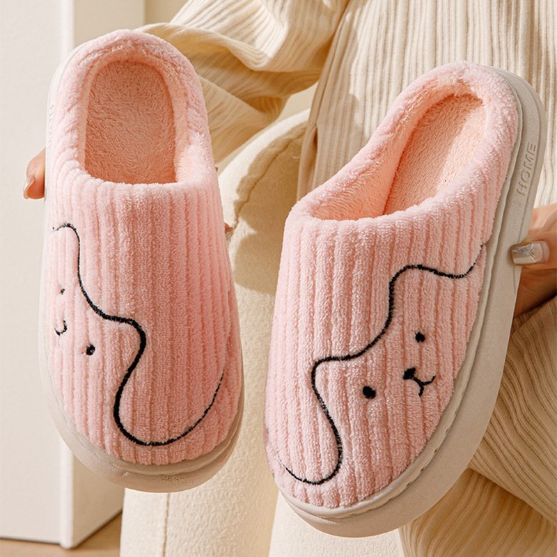 Striped Cat Slippers Indoor Couple Non-slip Floor Bedroom Slipper Winter Warm Plush House Shoes Women Men - Image 3