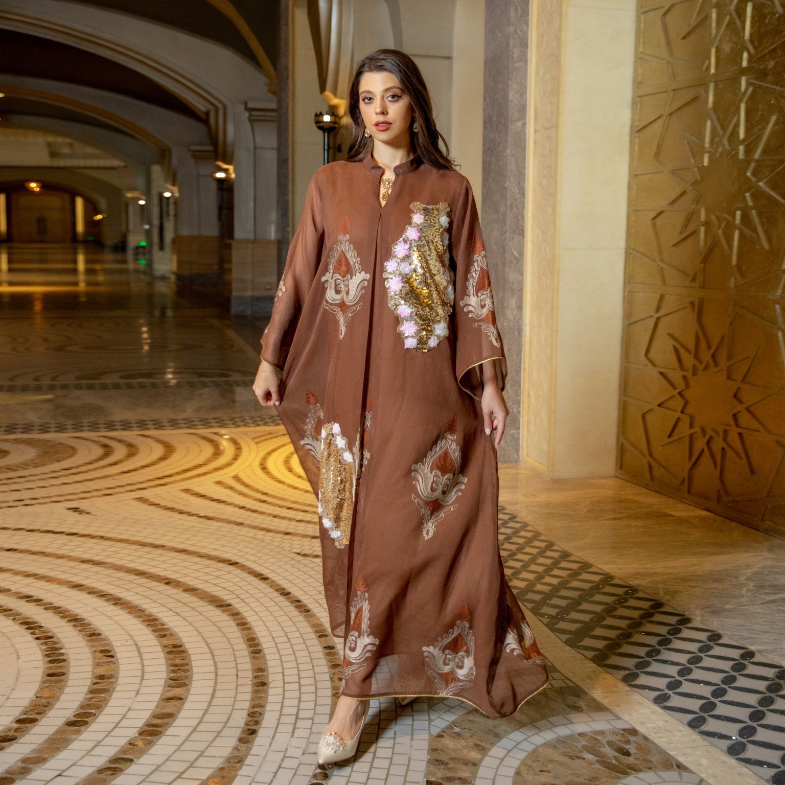 Middle East Female Muslim Sequin Embroider Dress - Image 5