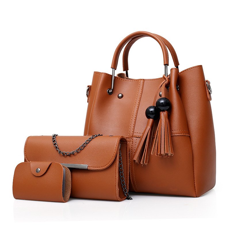 European and American fashion single shoulder Messenger bag ladies three-piece tassels mother bag - Image 3