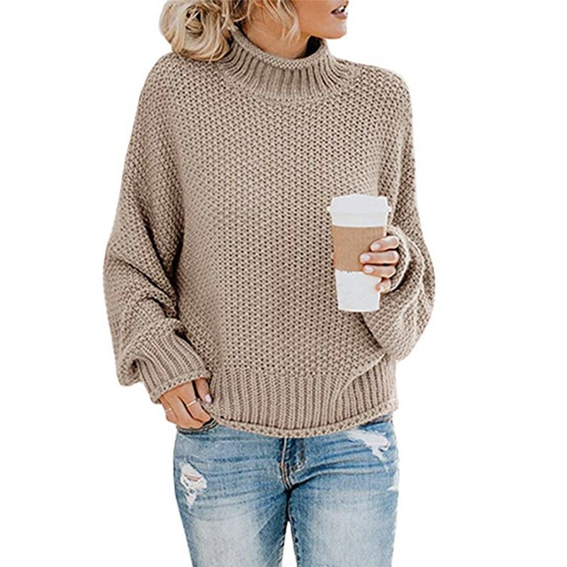 Solid Turtleneck Pullover Sweater Winter Fashion Casual Knitted Long-Sleeved Top Women's Clothing - Image 10