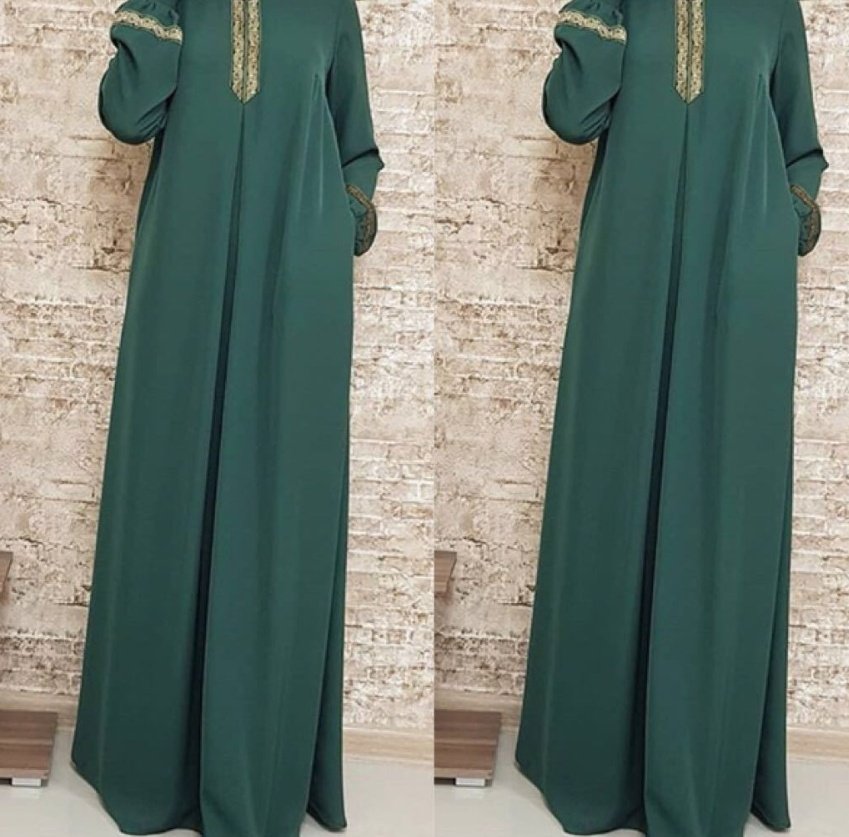 Women Plus Size Print Abaya Jilbab Muslim Maxi Dress - Image 3