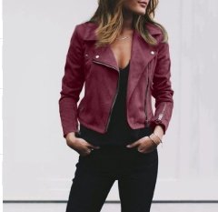 Lapel And Diagonal Zipper Short Women's Clothing - Image 9