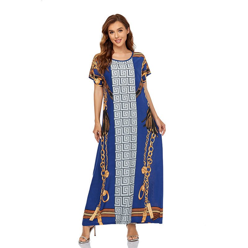 Women's Dress Muslim Short Sleeve Long Dress Dubai Plus Size - Image 3