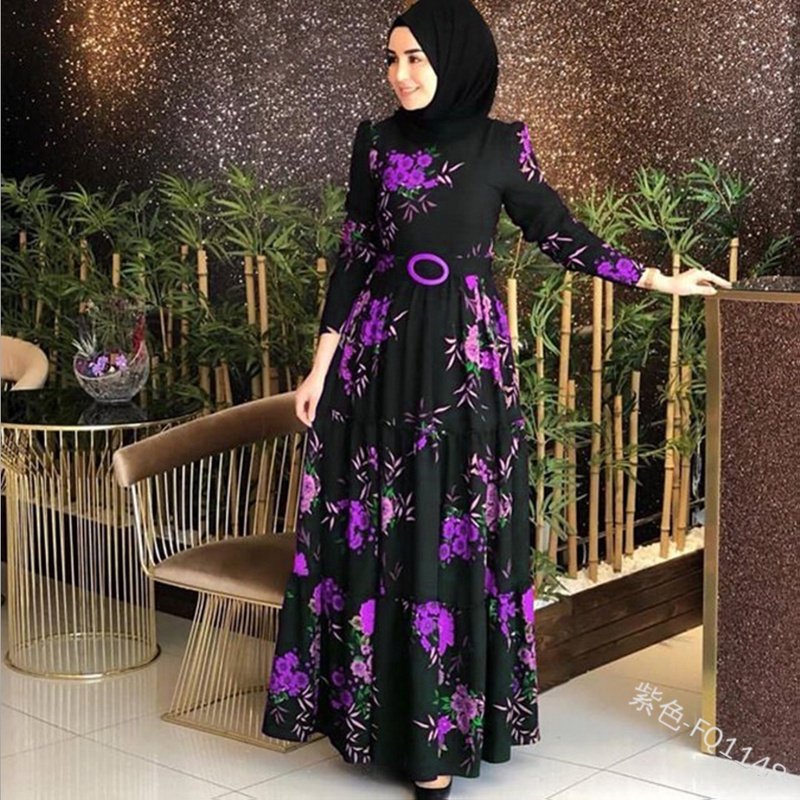Women'S Printed Plus Size Muslim Dress 4Xl - Image 4