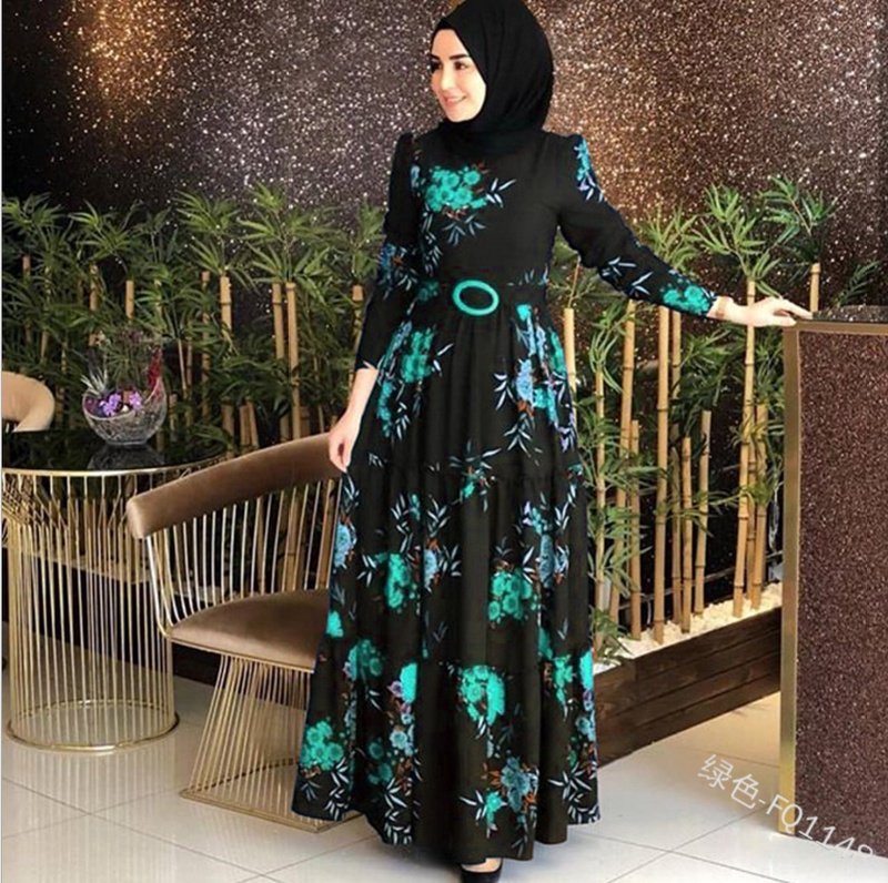 Women'S Printed Plus Size Muslim Dress 4Xl - Image 3