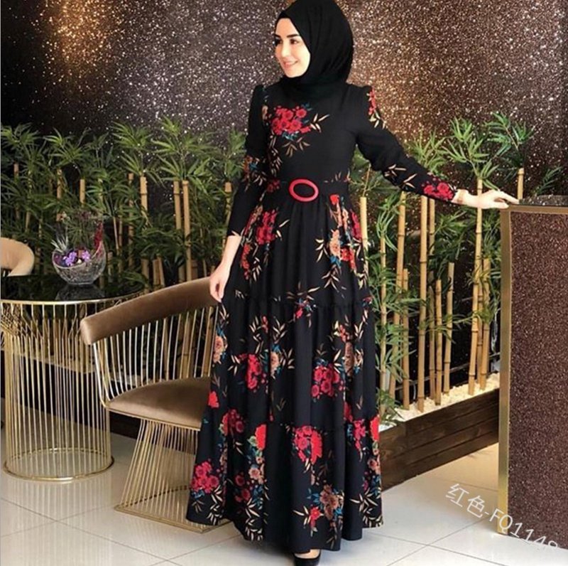 Women'S Printed Plus Size Muslim Dress 4Xl - Image 5