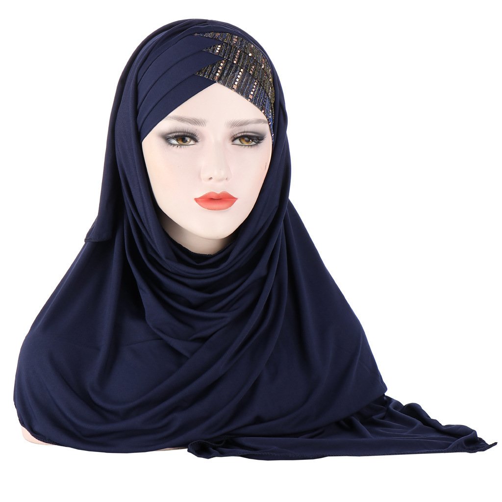 Glitter Scarf For Women, Muslim Headband, Turban, Glitter, Solid Color, Jersey, Hijabs, - Image 4