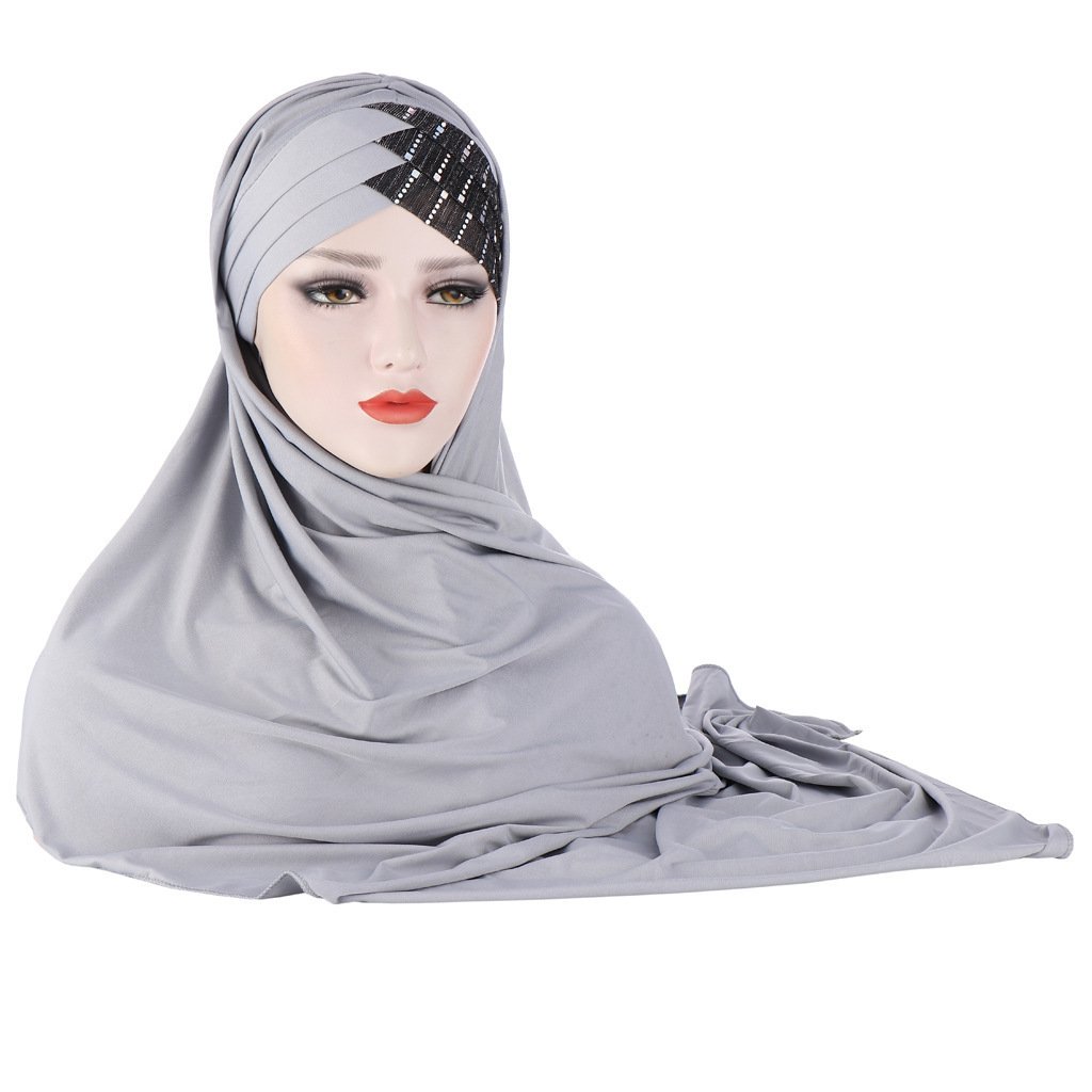 Glitter Scarf For Women, Muslim Headband, Turban, Glitter, Solid Color, Jersey, Hijabs, - Image 3