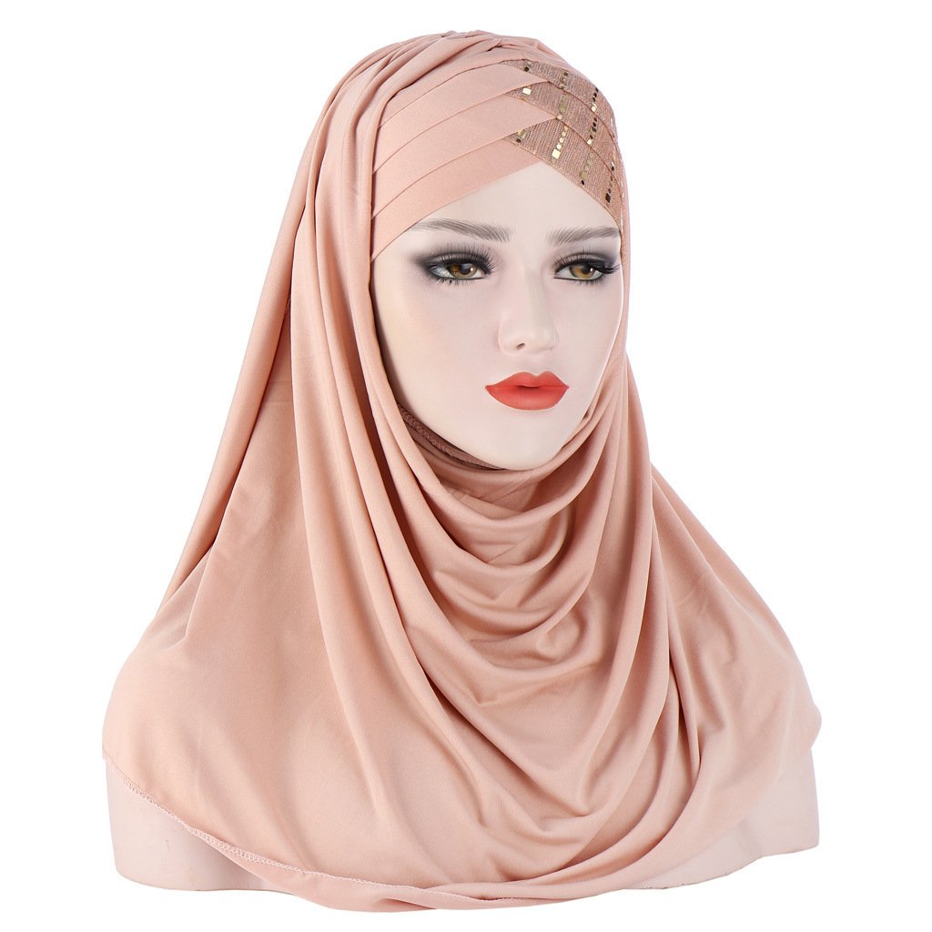 Glitter Scarf For Women, Muslim Headband, Turban, Glitter, Solid Color, Jersey, Hijabs, - Image 5