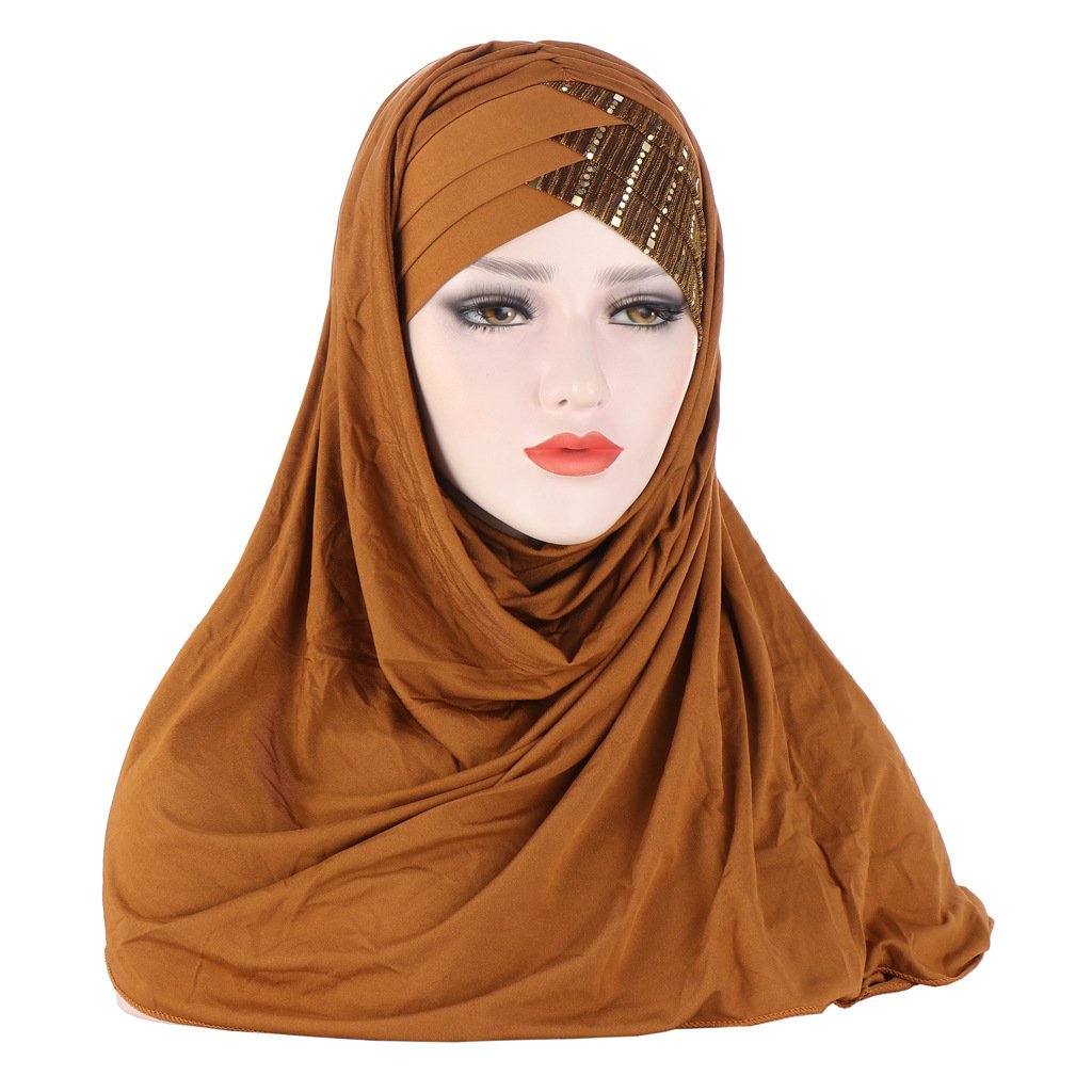 Glitter Scarf For Women, Muslim Headband, Turban, Glitter, Solid Color, Jersey, Hijabs, - Image 8