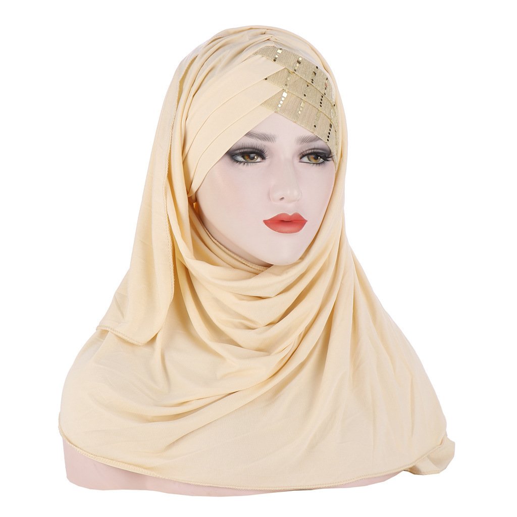 Glitter Scarf For Women, Muslim Headband, Turban, Glitter, Solid Color, Jersey, Hijabs, - Image 7