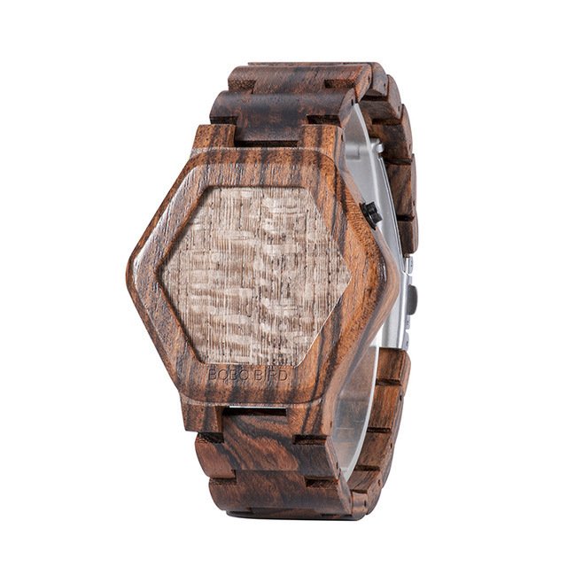 LED Display Wooden Watch Men Wristwatches Wood Night Vision - Image 3