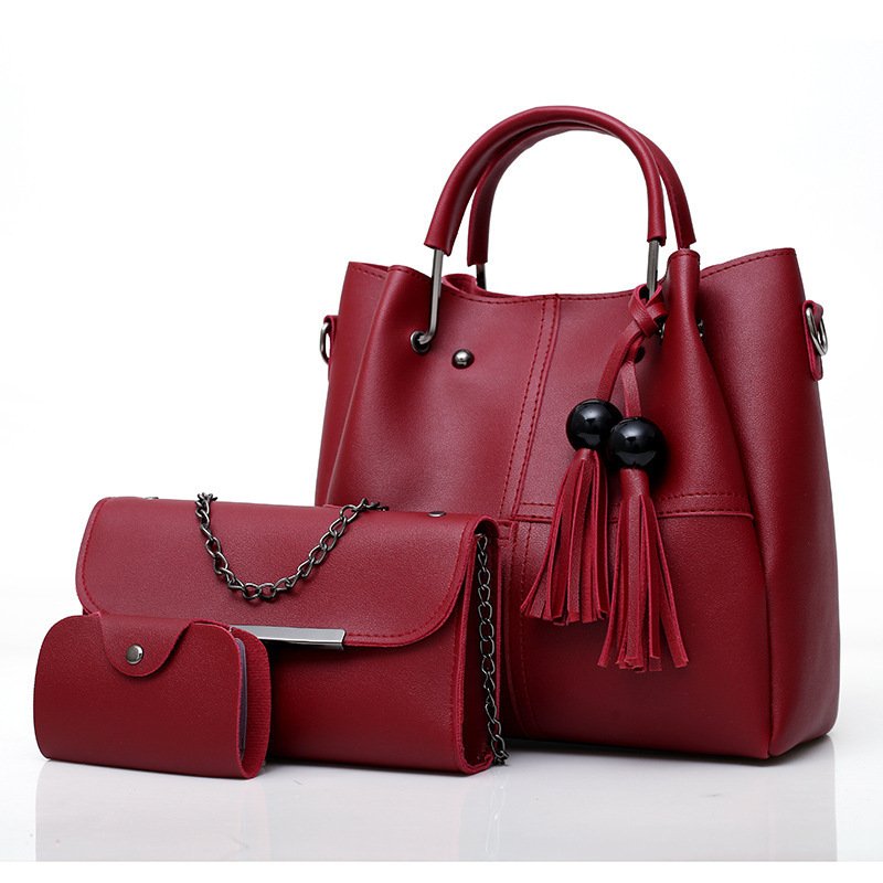 European and American fashion single shoulder Messenger bag ladies three-piece tassels mother bag - Image 2