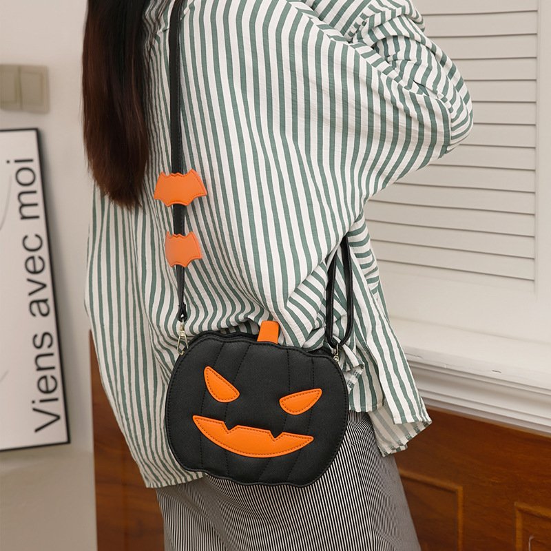 Halloween Bags Funny Pumpkin Cartoon Shoulder Crossbody Bag With Bat Personalized Creative Female Bag - Image 6