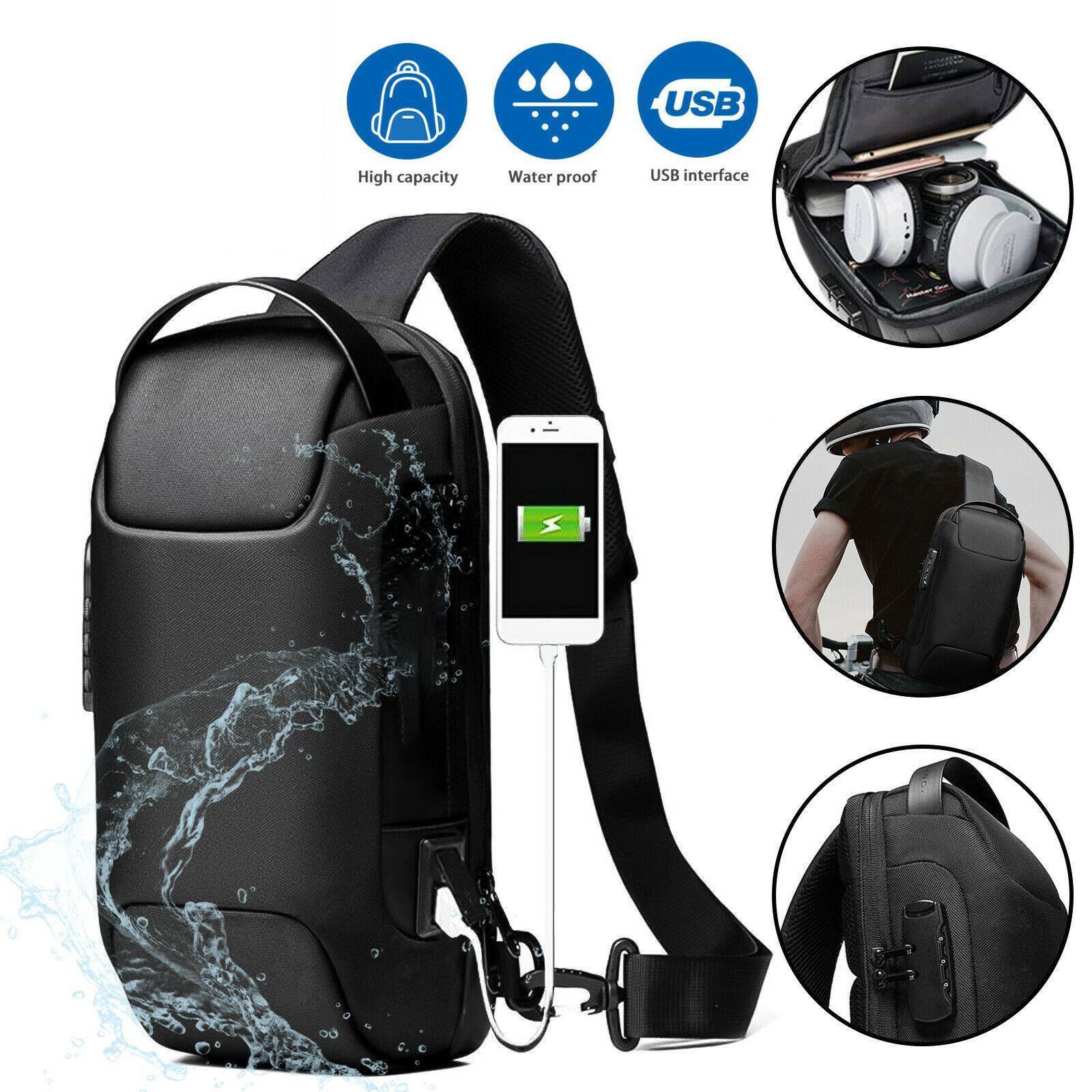 Men's Waterproof Oxford Multifunction Crossbody Bags Anti-theft Shoulder Bags Messenger Sling Chest Bag Pack For Male Sling Shoulder Crossbody Waterproof Anti-theft Chest Bag Backpack Pack USB - Image 2