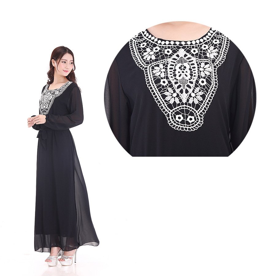 Muslim Robe Arab Hui Ethnic Women Chiffon Plus Size Women's Long-sleeved Dress - Image 3