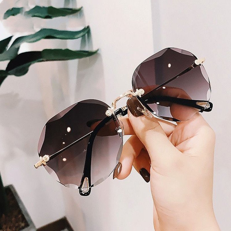 Polygonal Sunglasses Women Rimless Trimmed Sunglasses - Image 7