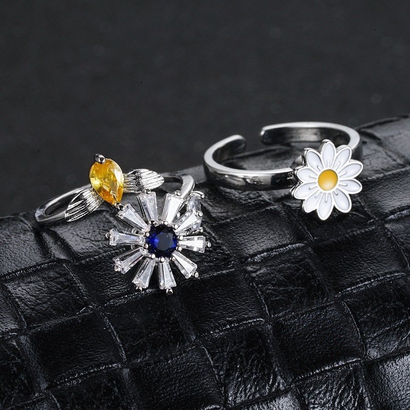 Turnable Rings Eyes Flowers Anxiety Rings For Women Fidget Spinner Ring Jewelry - Image 2