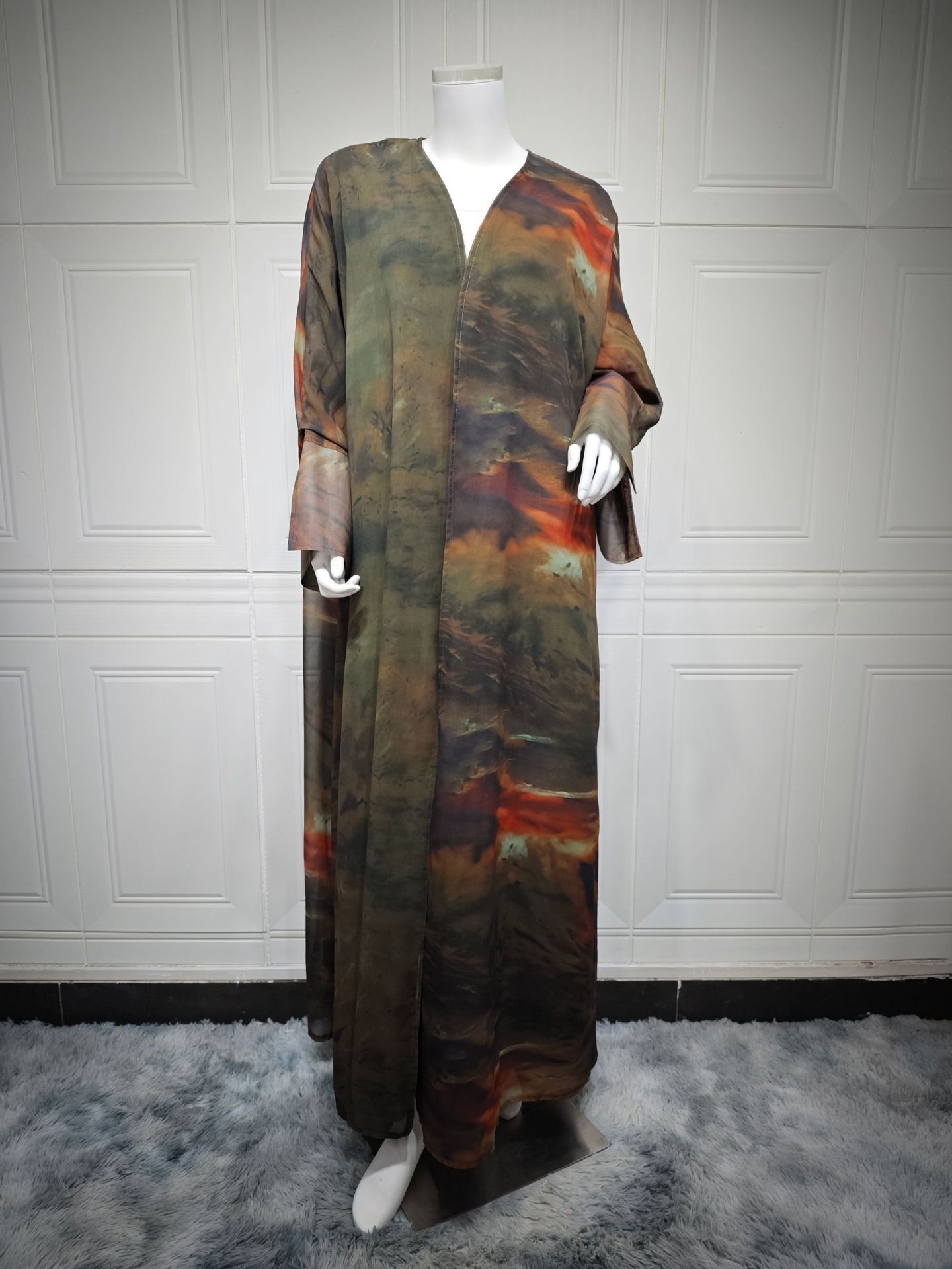 Coat Chiffon Printed Fashion Robe Shawl Dress Outer Wear Muslim Dubai - Image 6