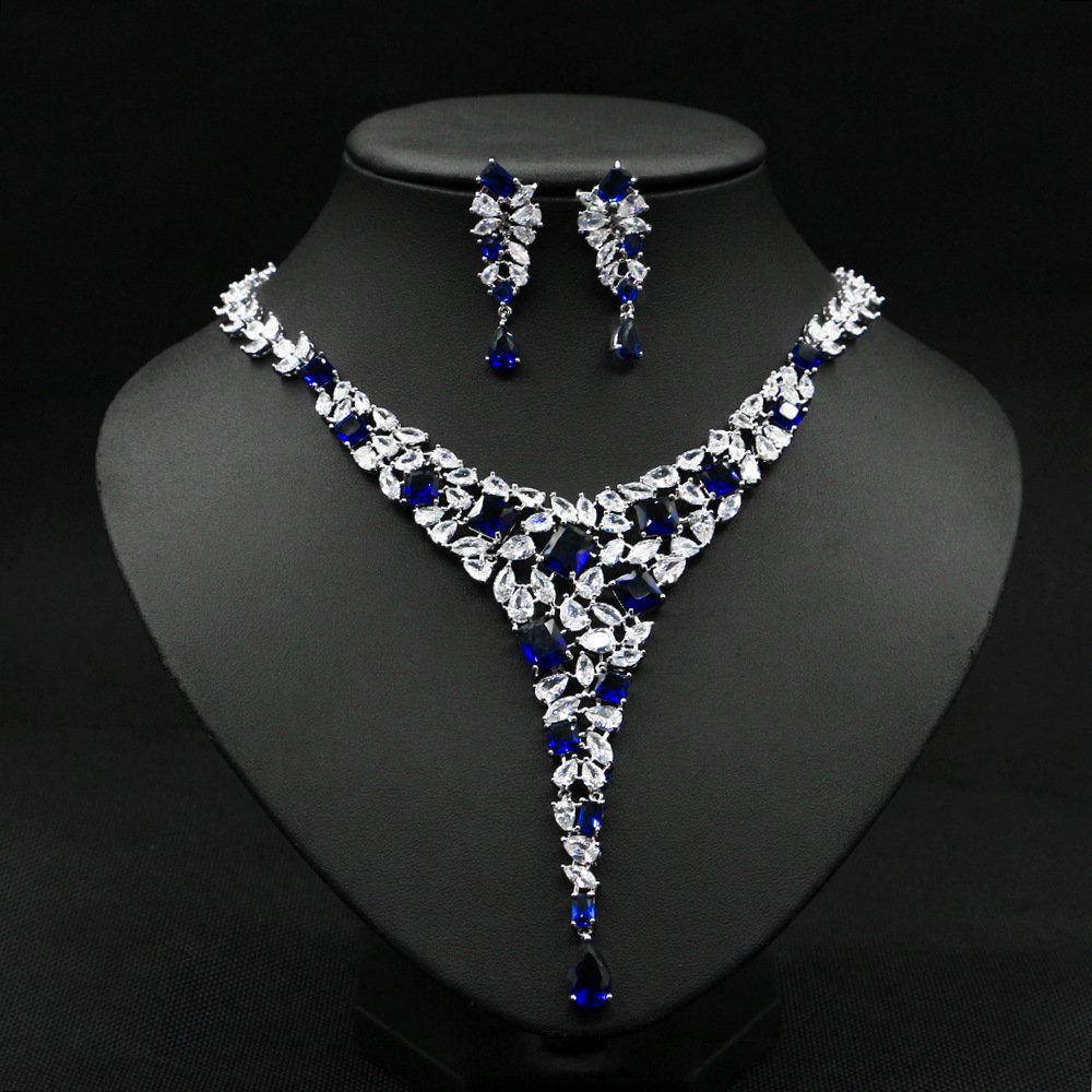 Colorful Zircon Necklace Set Wedding Dress Wedding Earring Accessories - Image 3