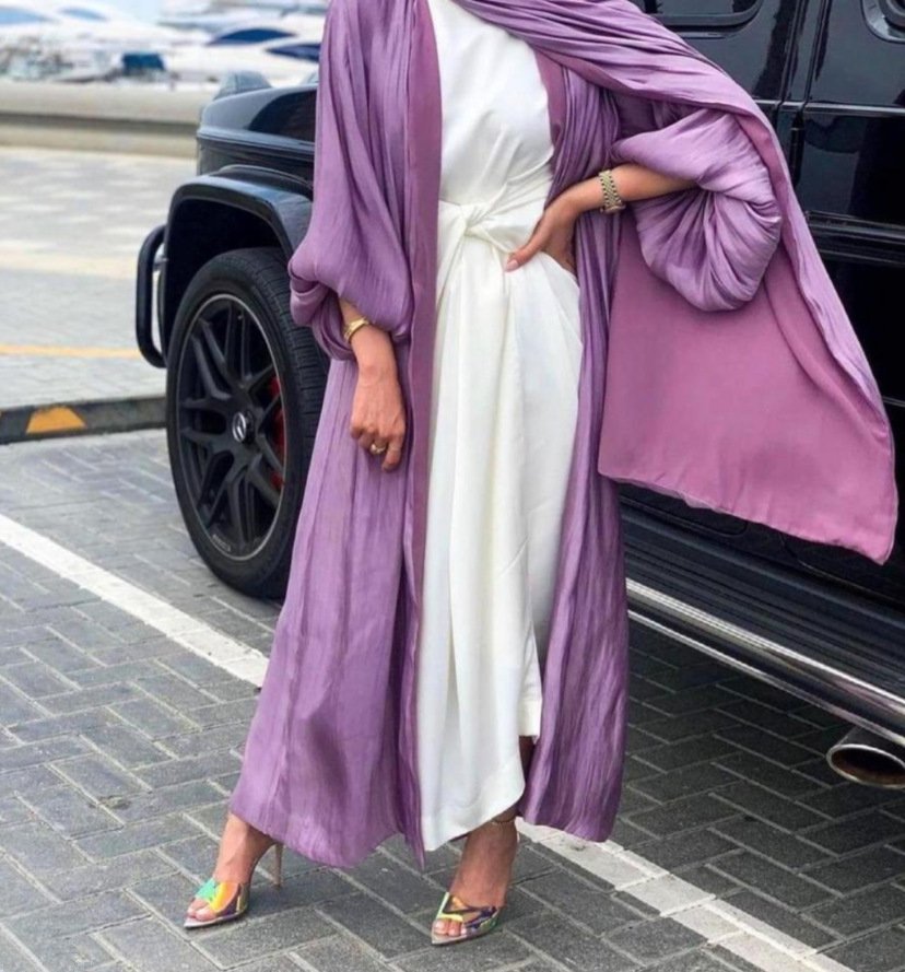 Eid Muslim Abaya Dress Kimono For Women Fashion Shining Silklike Summer Abayas Cardigan Puff Sleeve Dubai Turkey Clothes - Image 6