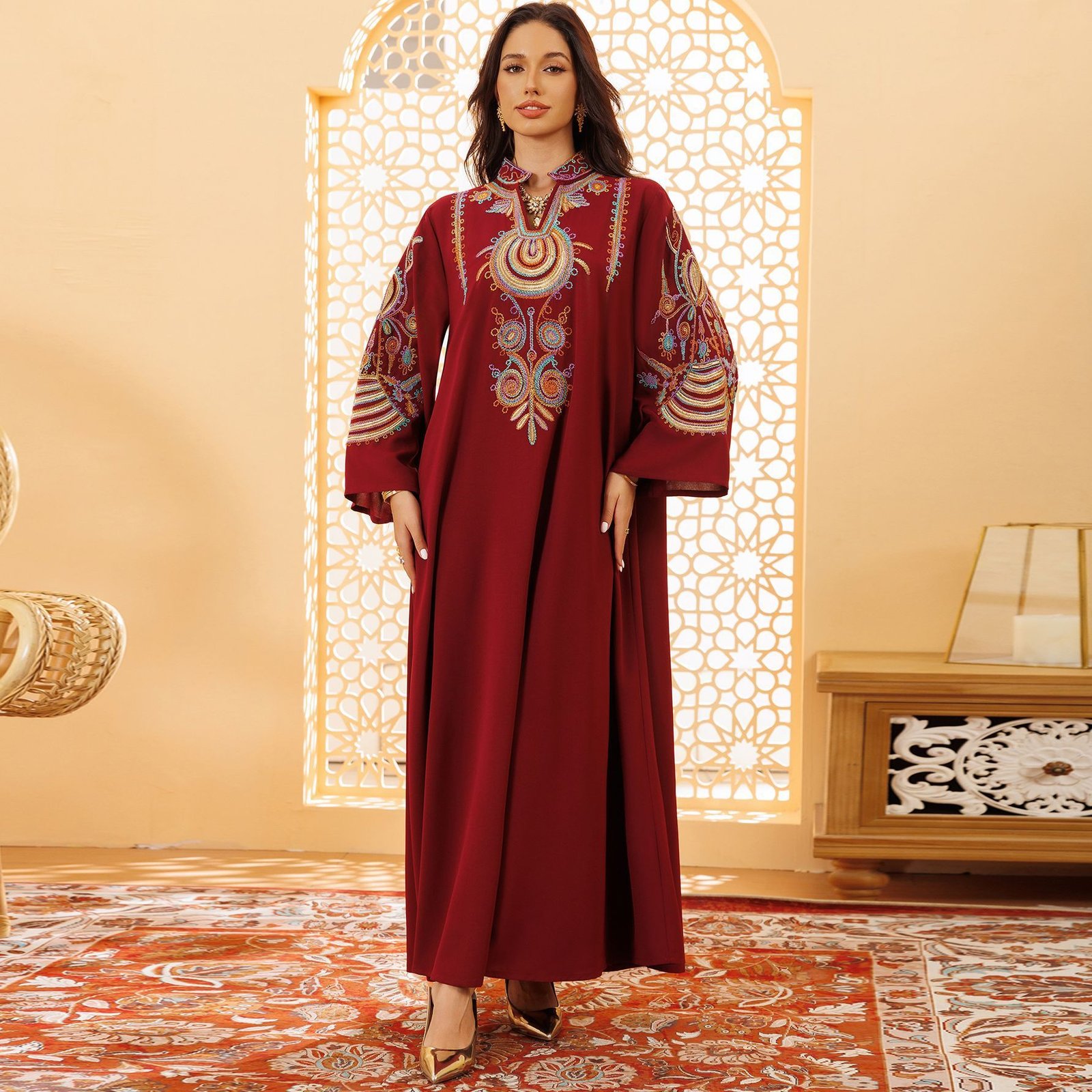 Women's Embroidered Rope Embroidered Muslim Pullover Dress - Image 2