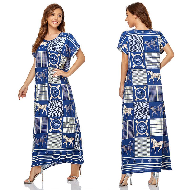 Women's Dress Muslim Short Sleeve Long Dress Dubai Plus Size - Image 4