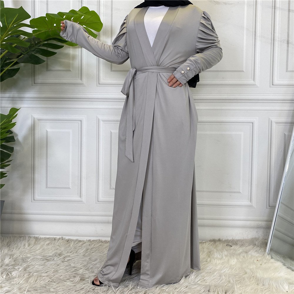 Fashion Women's Solid Muslim Cardigan - Image 7
