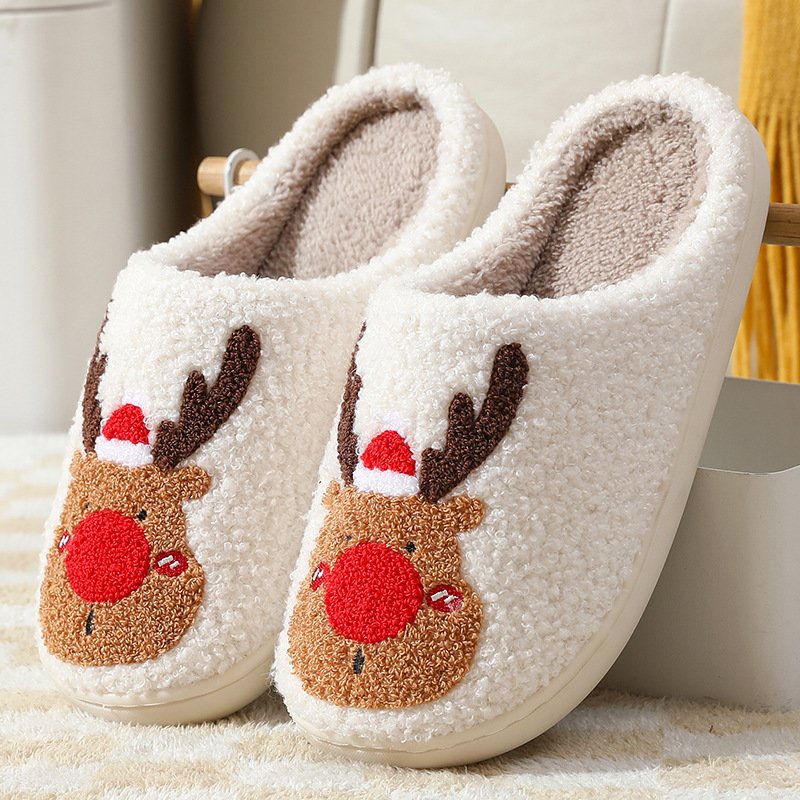 Christmas Shoes Winter Home Slippers Elk Soft Cozy Bedroom Slipper Slip On House Shoes - Image 9