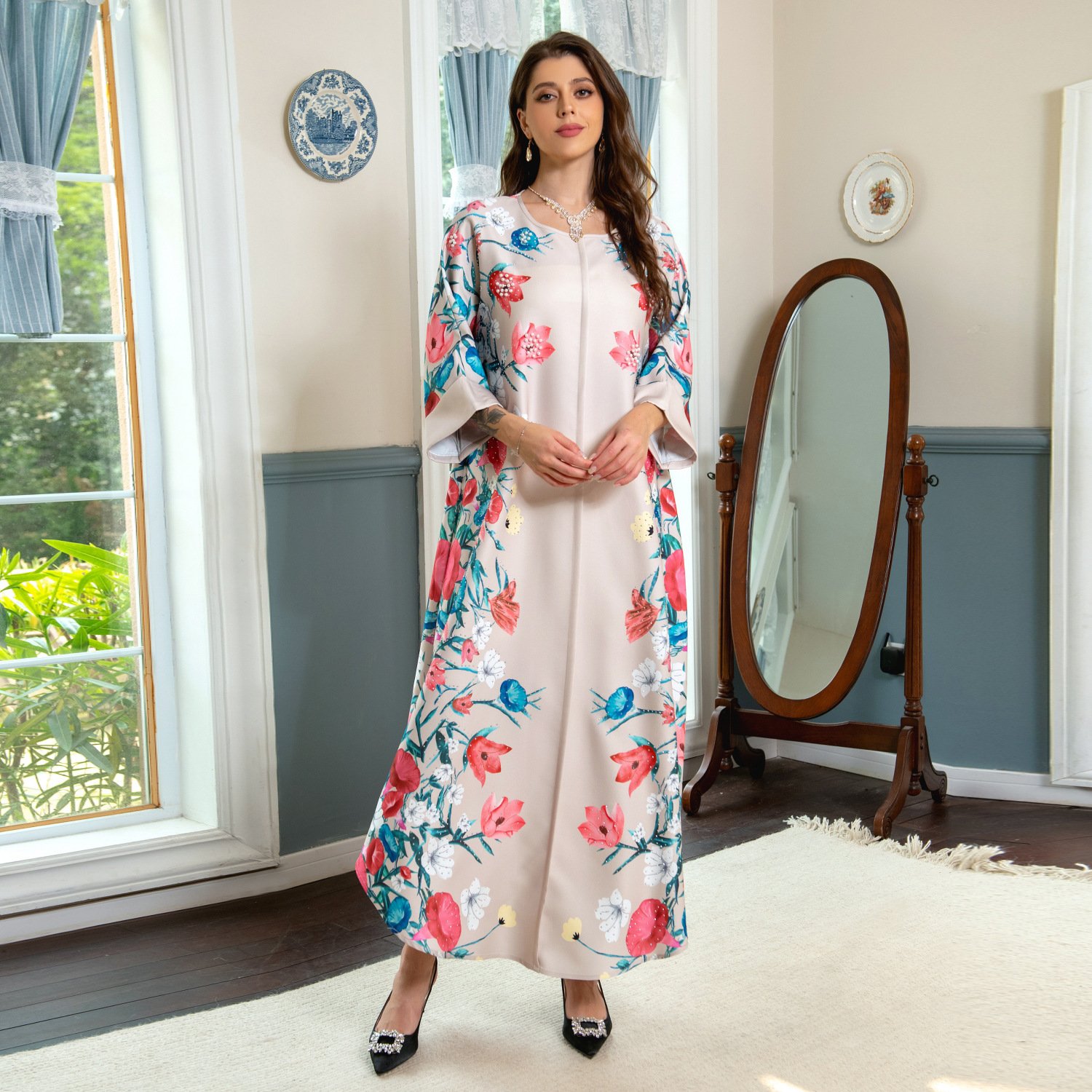 Muslim Robe Affordable Luxury Fashion Rhinestone Positioning Printing Arabic Ladies Dress - Image 9